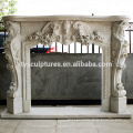 Popular hand carved white stone fireplace decorative home or villa